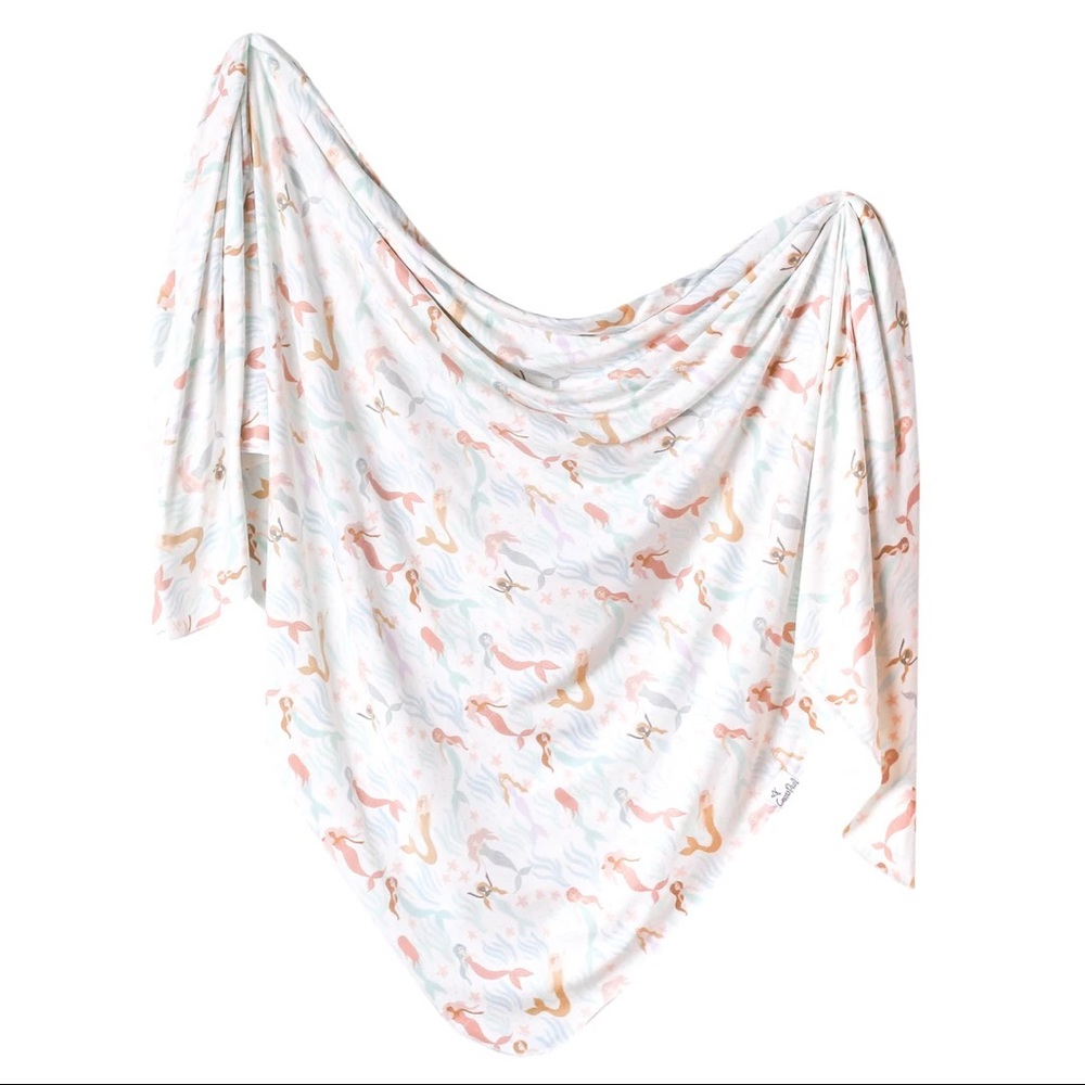 Copper Pearl BUNDLE includes swaddle, top knot hat and burp cloths